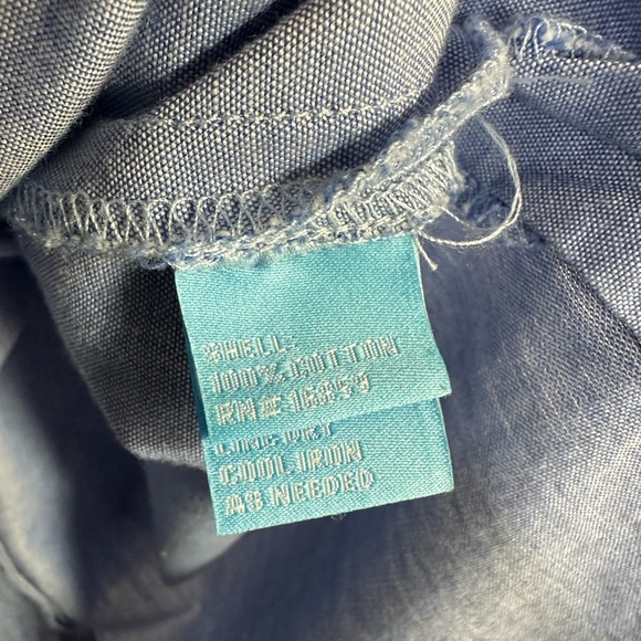 J.McLaughlin Blue Embroidered 3/4 Sleeve 100% Cotton Tunic Top Size Medium - Picture 5 of 6